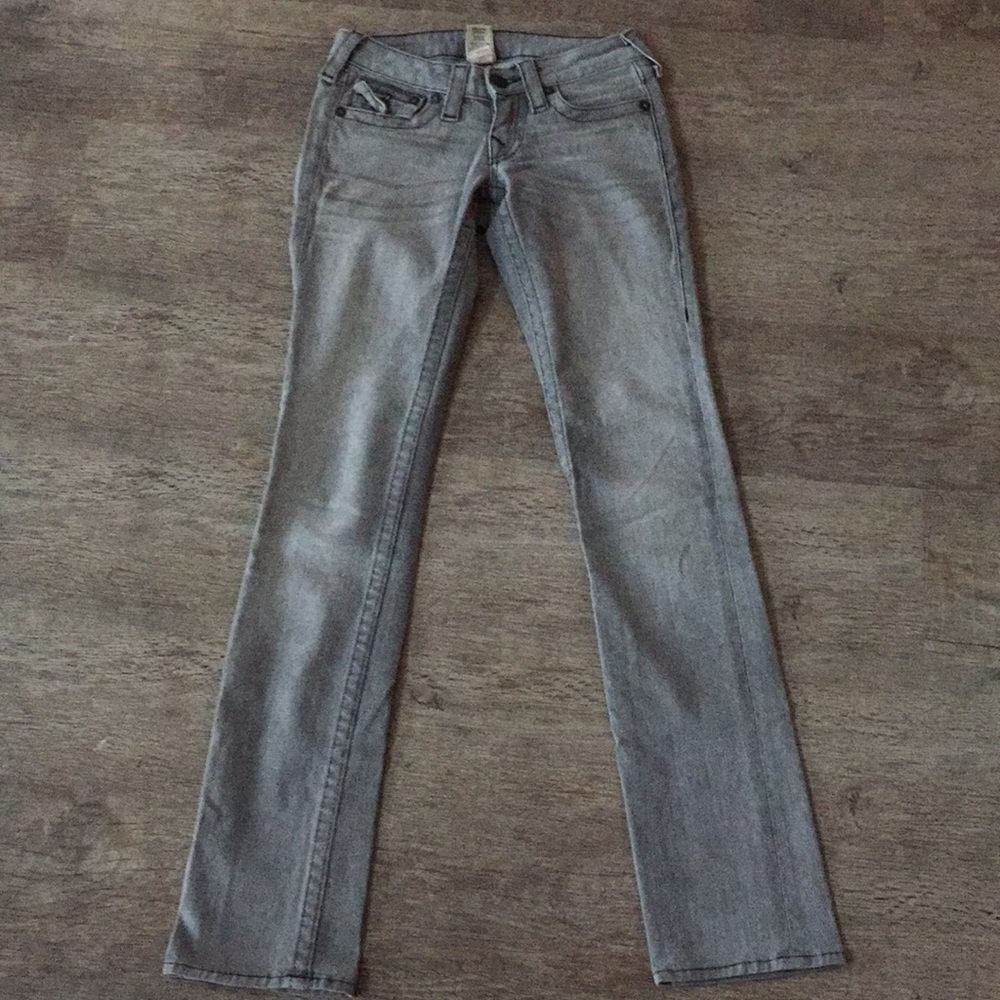 Gray True Religion Billy Straight Leg Jeans
